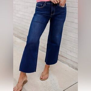 High waist cropped wide leg capris